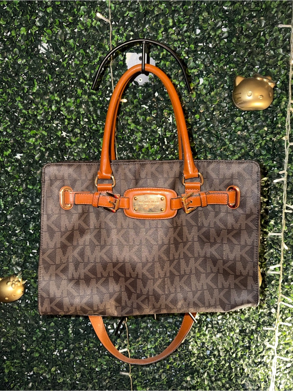 Michael Kors Hamilton Signature Tote with Tan Leather Trim